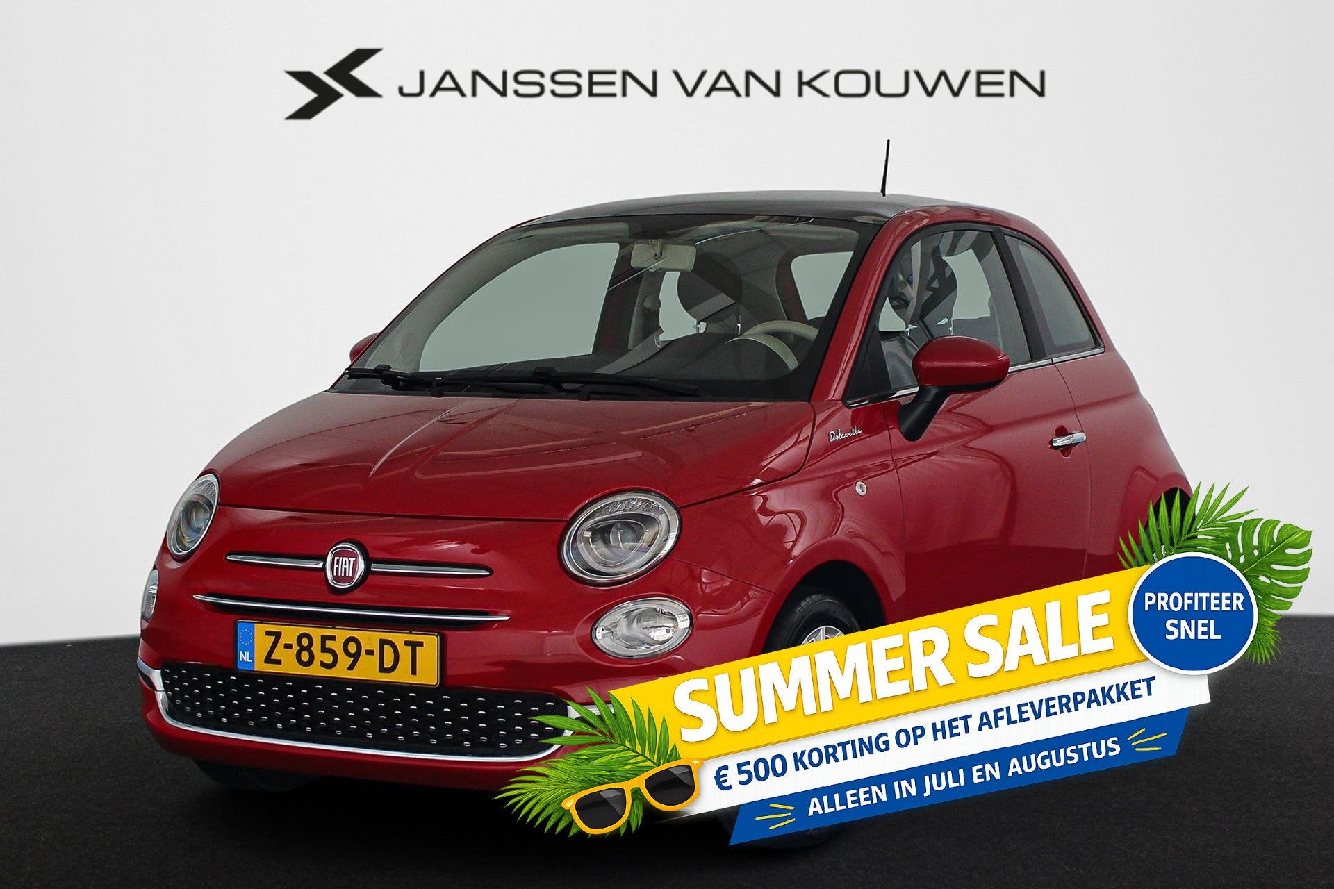Fiat 500 1.0 Hybrid Dolcevita Panoramadak Apple CarPlay Clim, Stof, Euro 6, 4 stoelen, Bedrijf