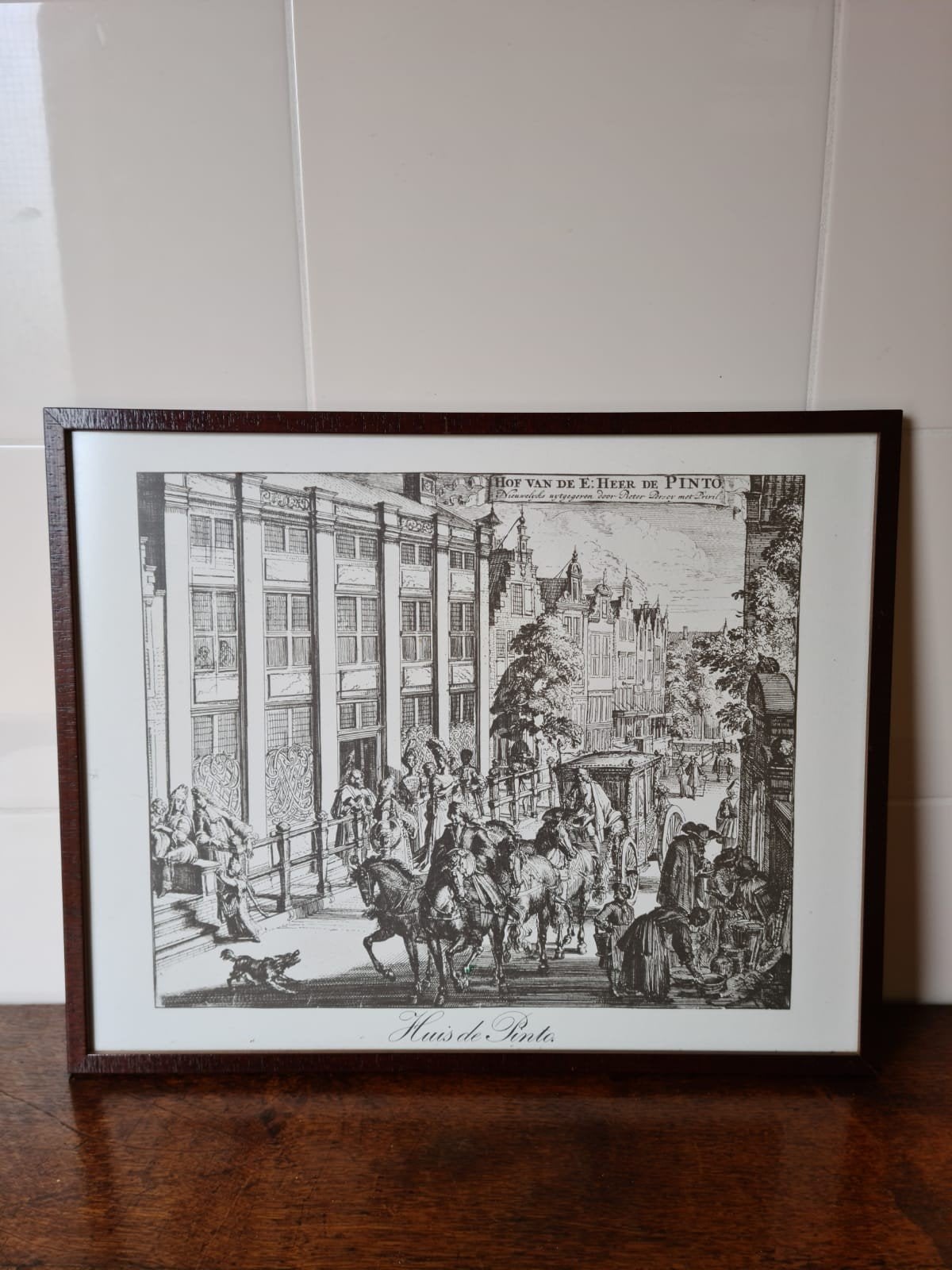 4 Luik Prenten: Amsterdamse Stadsgezichten, Ophalen, Ingelijst, 1800 - 1899, Overige technieken