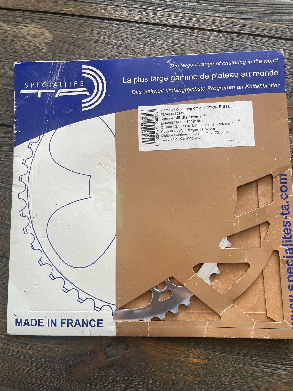 Specialites TA Competition Piste Kettingblad 49T Nieuw, Nieuw, Ophalen of Verzenden, Derailleur of Ketting, Aluminium