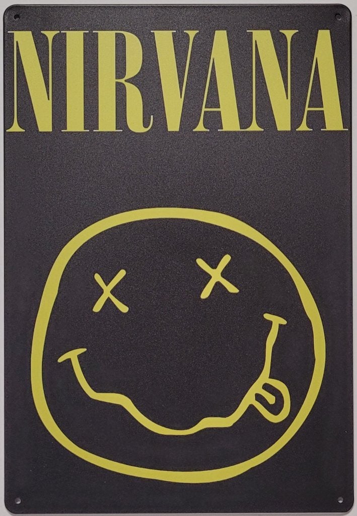Nirvana Logo Smiley reclamebord van metaal wandbord deco, Verzamelen, Info@deconoord.nl, Nieuw, Ophalen of Verzenden, Foto of Kaart