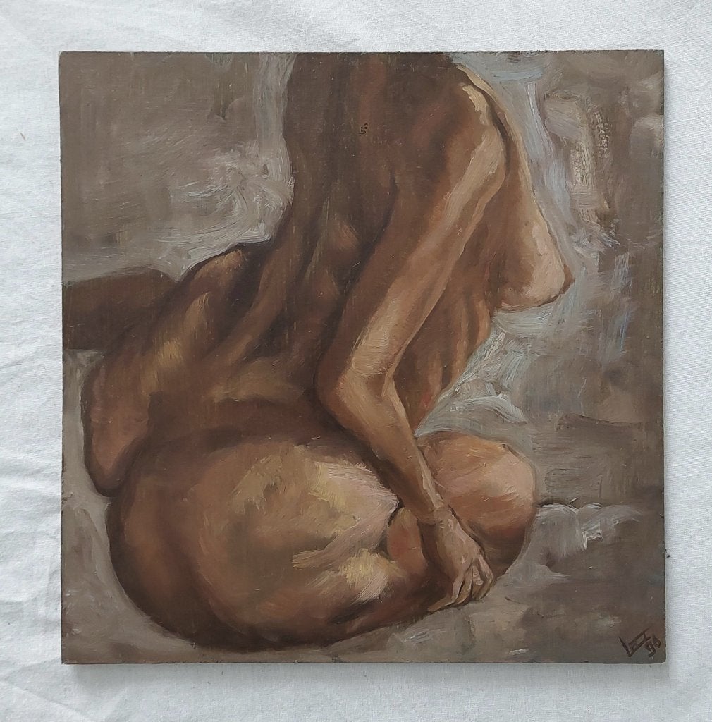 Schilderij van Naakte Vrouw - Olieverf, Antiek en Kunst, Kunst | Schilderijen | Klassiek, Portret of Personen, Realistisch, Ophalen of Verzenden
