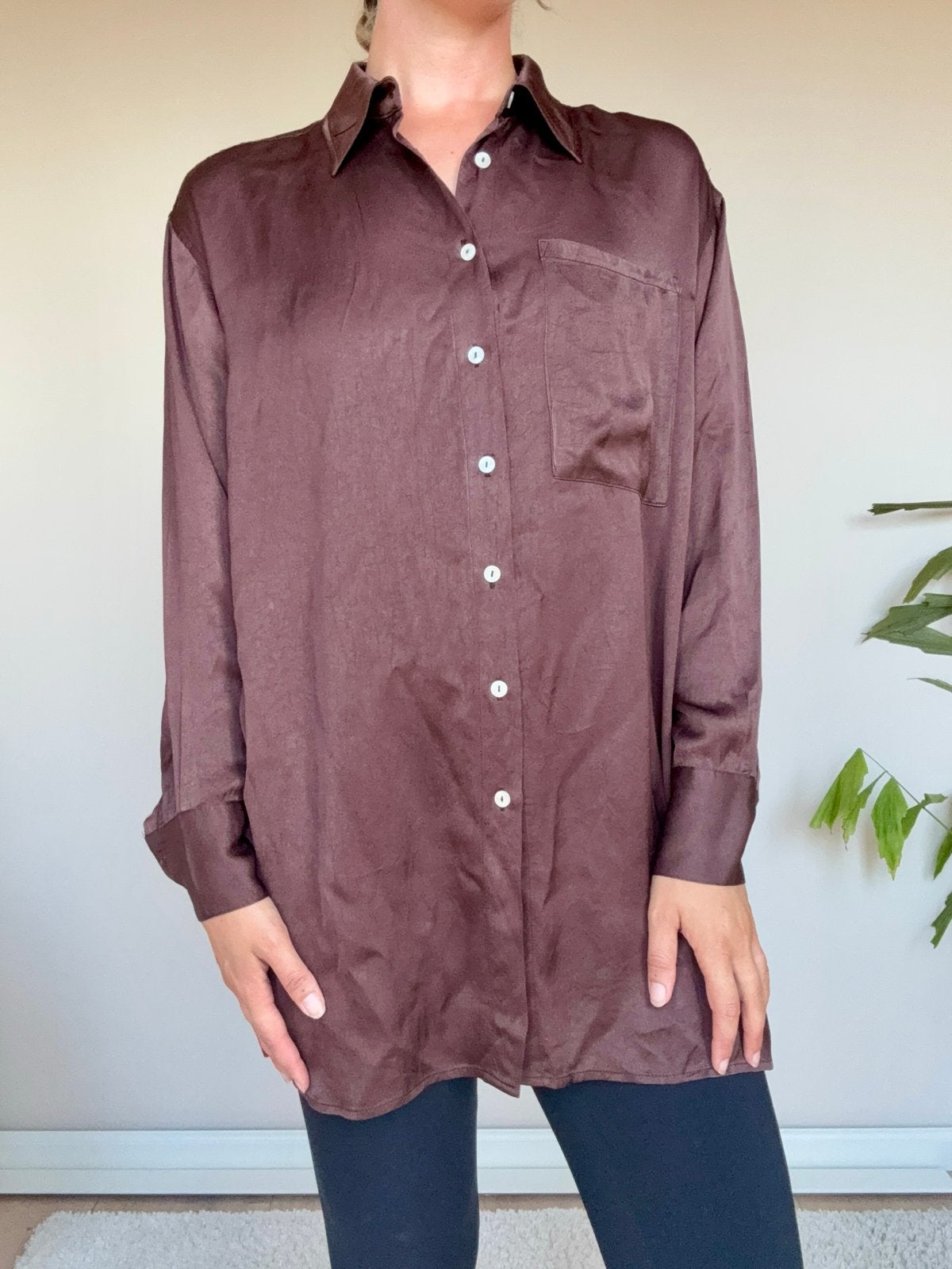 American Vintage Oversized Blouse - Bruin, Kleding | Dames, Ophalen of Verzenden, Zo goed als nieuw, Maat 34 (XS) of kleiner, Bruin