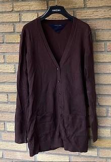 Tommy Hilfiger lang vest bruin gemeleerd - maat S / 36, Bruin, Verzenden, Nieuw, Maat 36 (S)