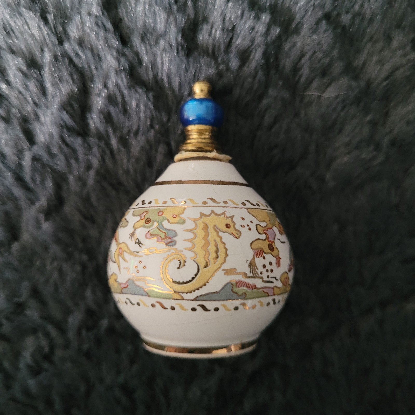 Vintage Parfum Flesje met Zeepaardjes Decoratie, Antiek en Kunst, Ophalen of Verzenden