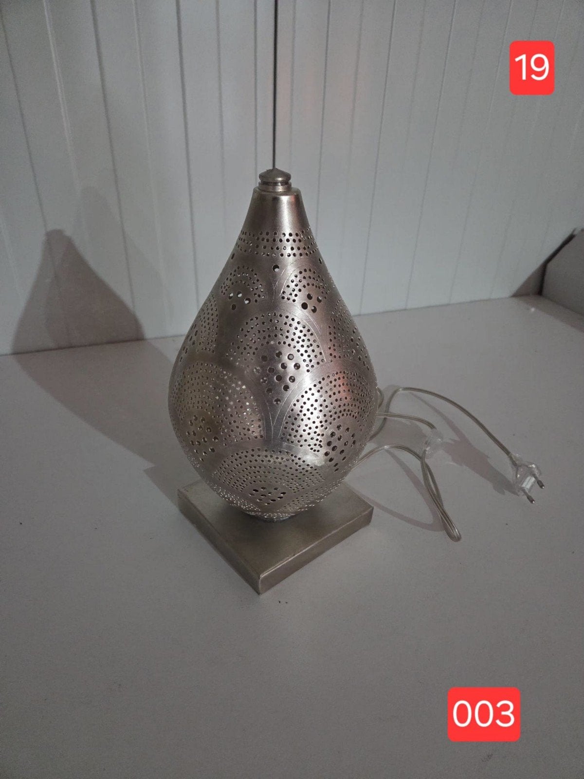 Diverse Zenza Filigrain Egyptische tafellamp Silver / Zilver, Gebruikt, Ophalen of Verzenden, Metaal, Landelijk