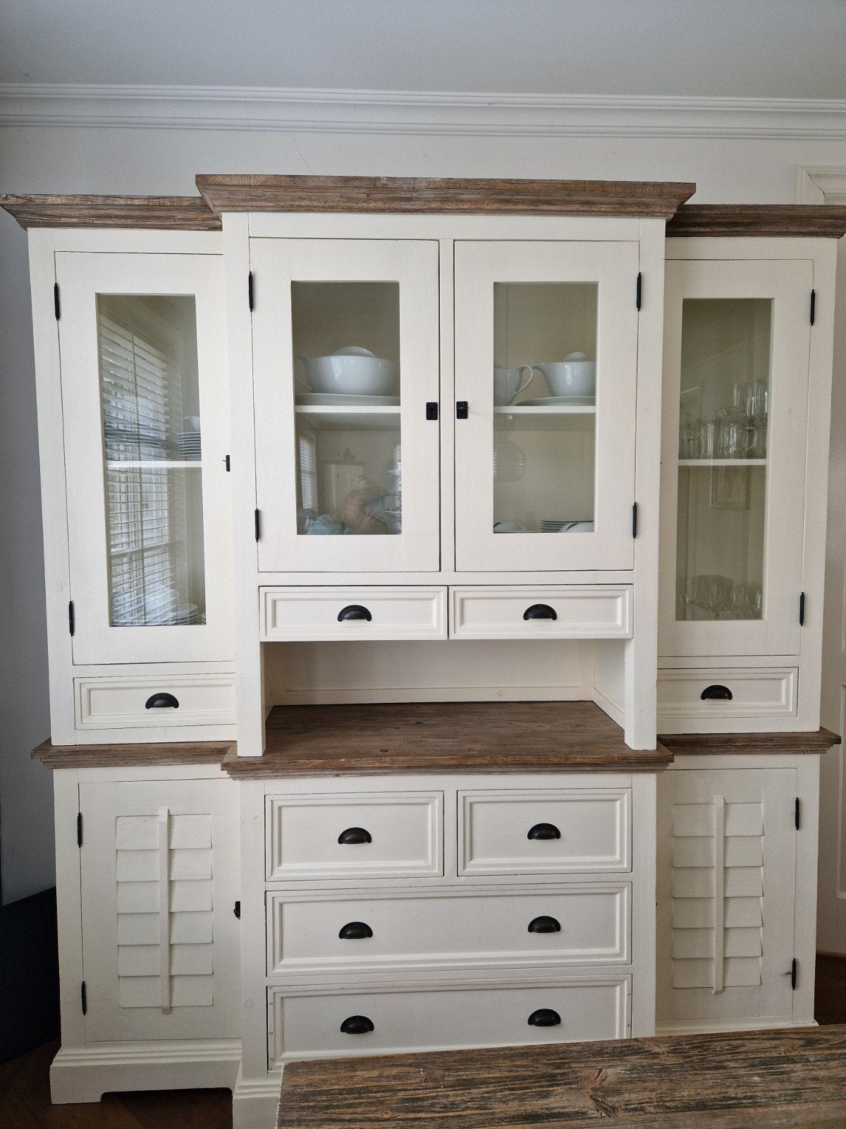 Vitrinekast Riviera Maison look - White Wash, Ophalen, Gebruikt, 200 cm of meer, 150 tot 200 cm