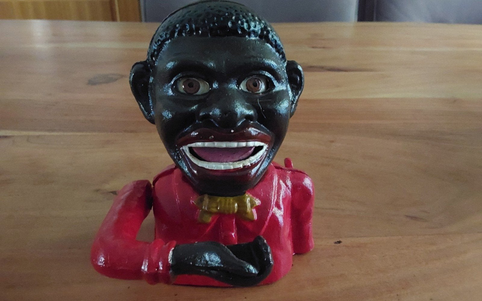 Jolly  boy groot ijzeren spaarpot zeldzamer 27,50, Verzamelen, Spaarpotten, Ophalen of Verzenden, Zo goed als nieuw, Metaal of Blik