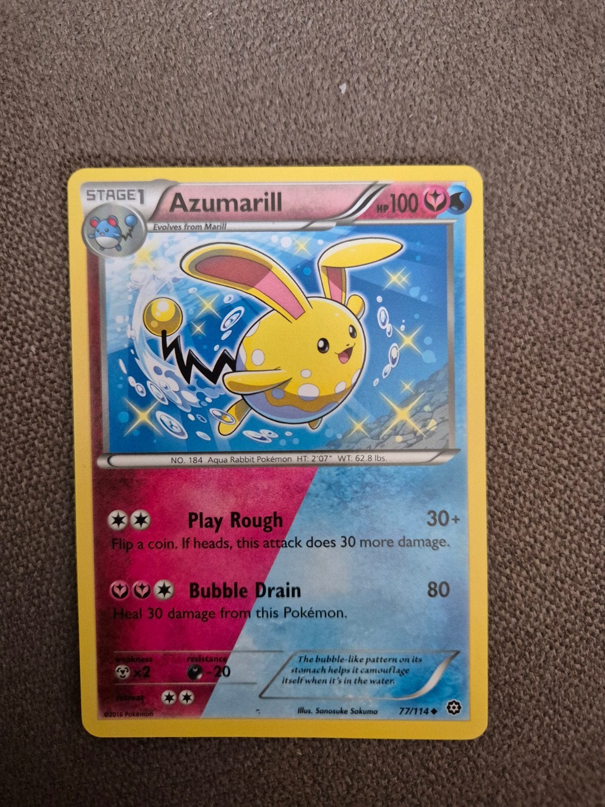 Azumarill 77/114 Pokémon Kaart - Goede Staat, Ophalen of Verzenden
