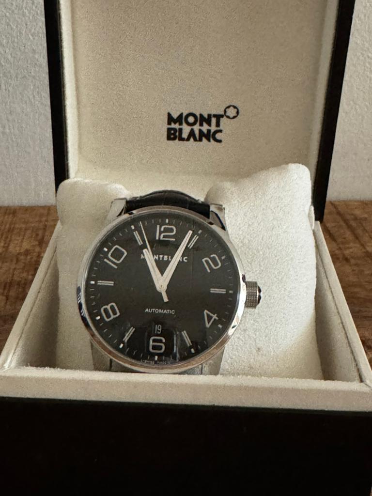 Montblanc Timewalker aut., Sieraden, Tassen en Uiterlijk, Horloges | Heren, Overige merken, Leer, Staal, Polshorloge