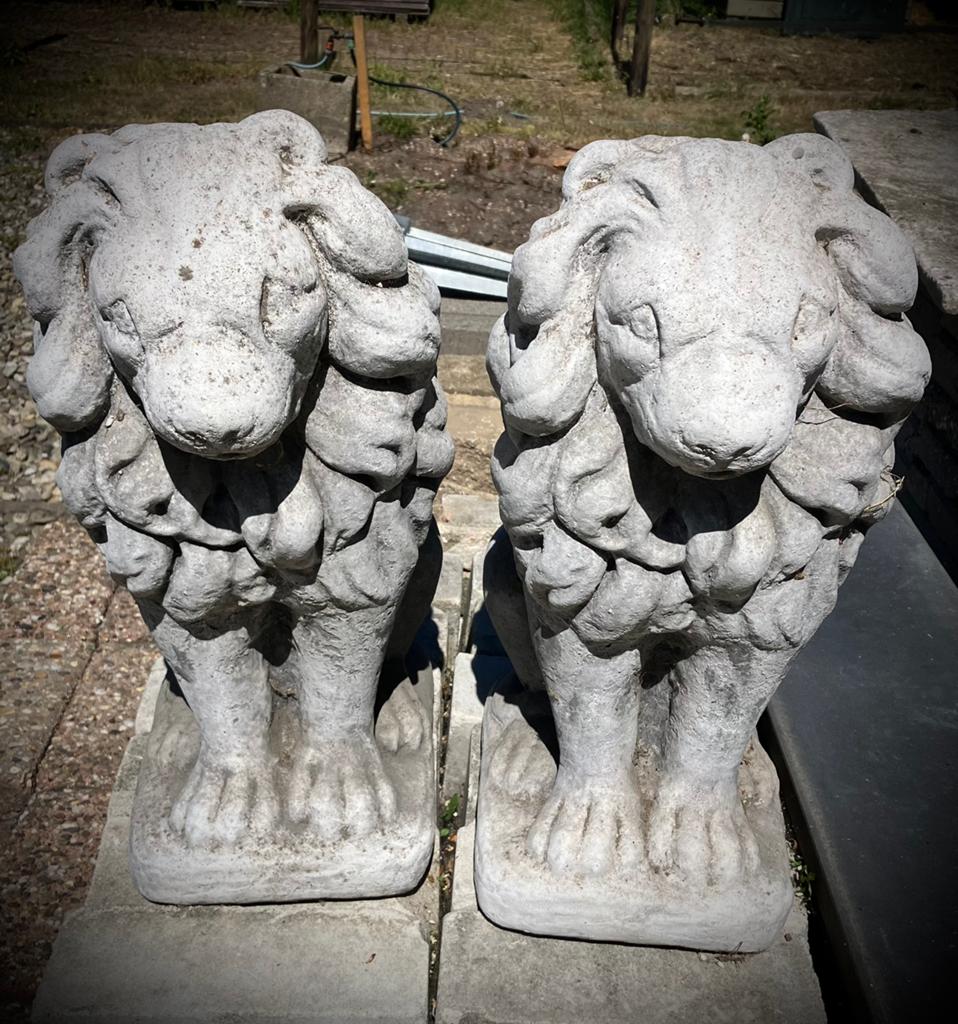 Stenen leeuwenbeeld, circa 45 cm hoog, Ophalen, Gebruikt, Steen, Dierenbeeld