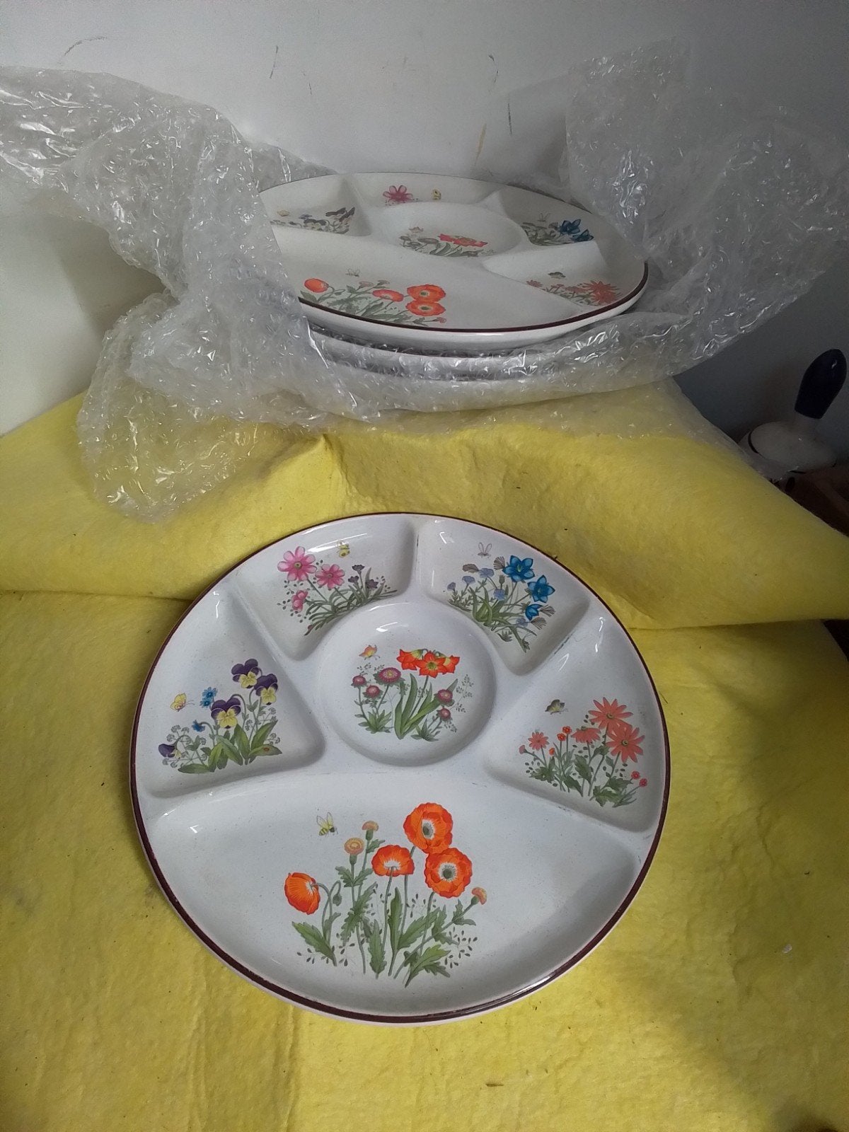 10293)  Retro  wildflower fondue/gourmet borden doorsnee 23c, Ophalen of Verzenden