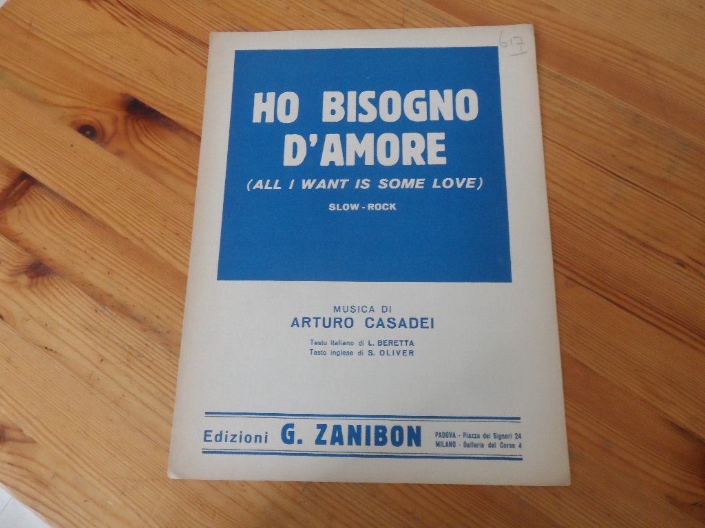 Ho bisogno d'amore - casadei / beretta / oliver, Muziek en Instrumenten, Bladmuziek, Gebruikt, Gitaar, Ophalen of Verzenden, Artiest of Componist
