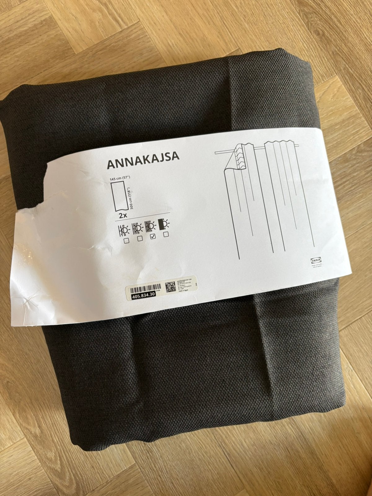 Annakajsa (IKEA) gordijn antraciet NIEUW, 300 cm, Ophalen of Verzenden, Gordijn, Nieuw