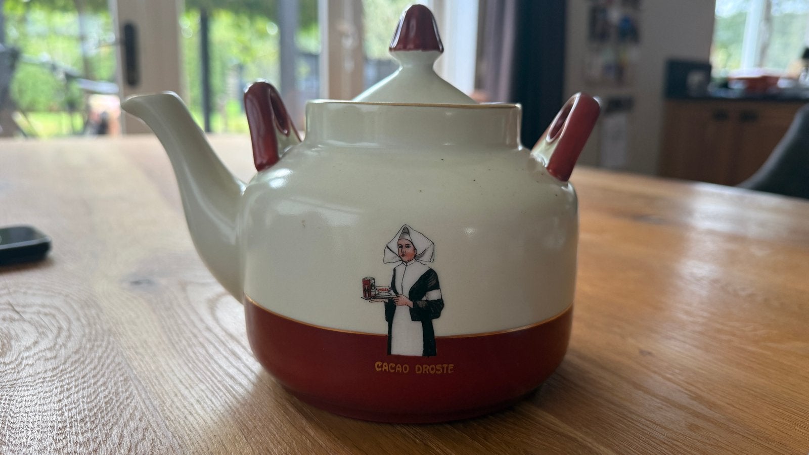 Vintage Droste Cacao theepot met zuster afbeelding, Ophalen of Verzenden