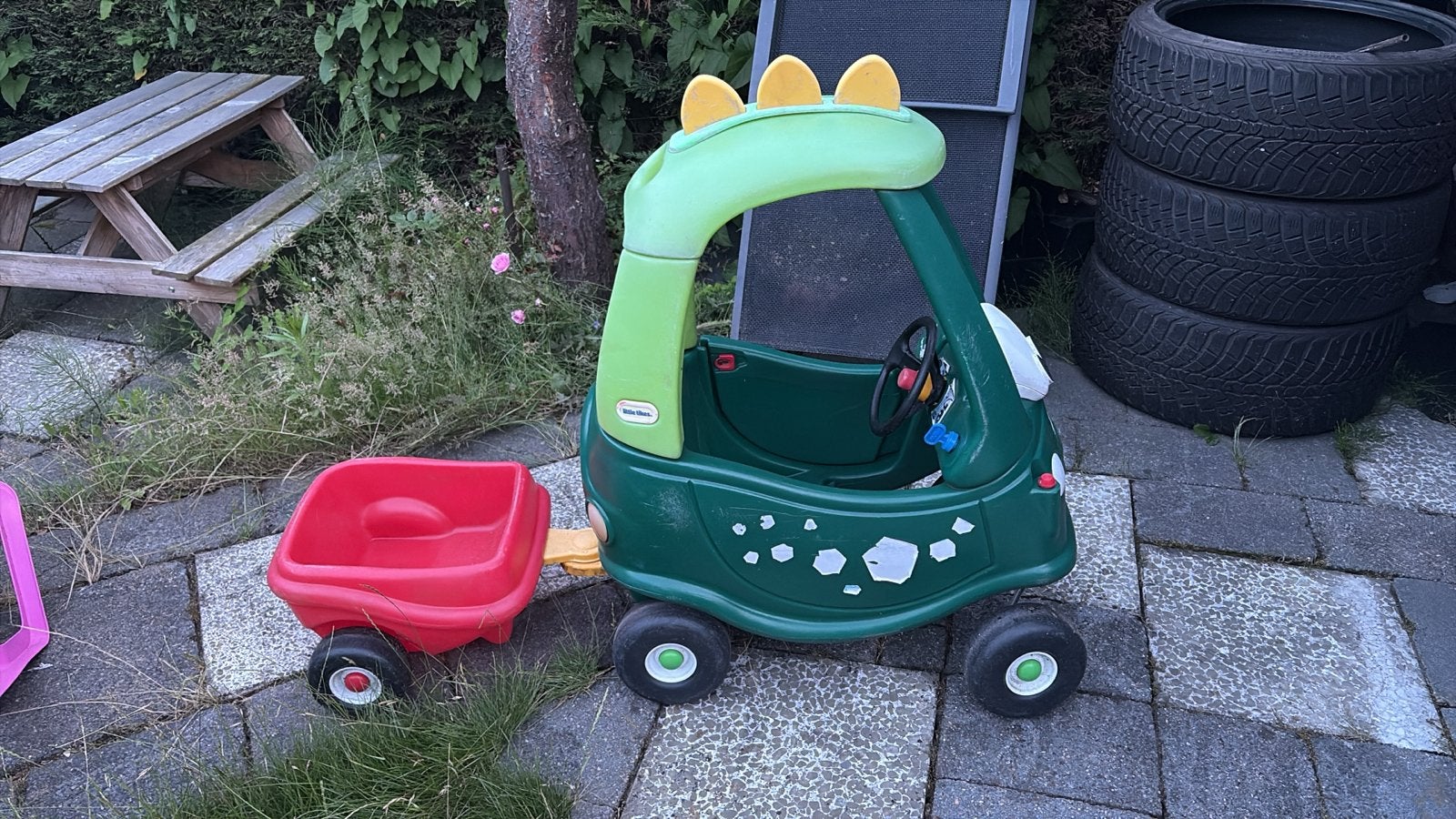 Little Tikes Dino Cozy Coupe met aanhanger, Ophalen, Gebruikt, Loopvoertuig