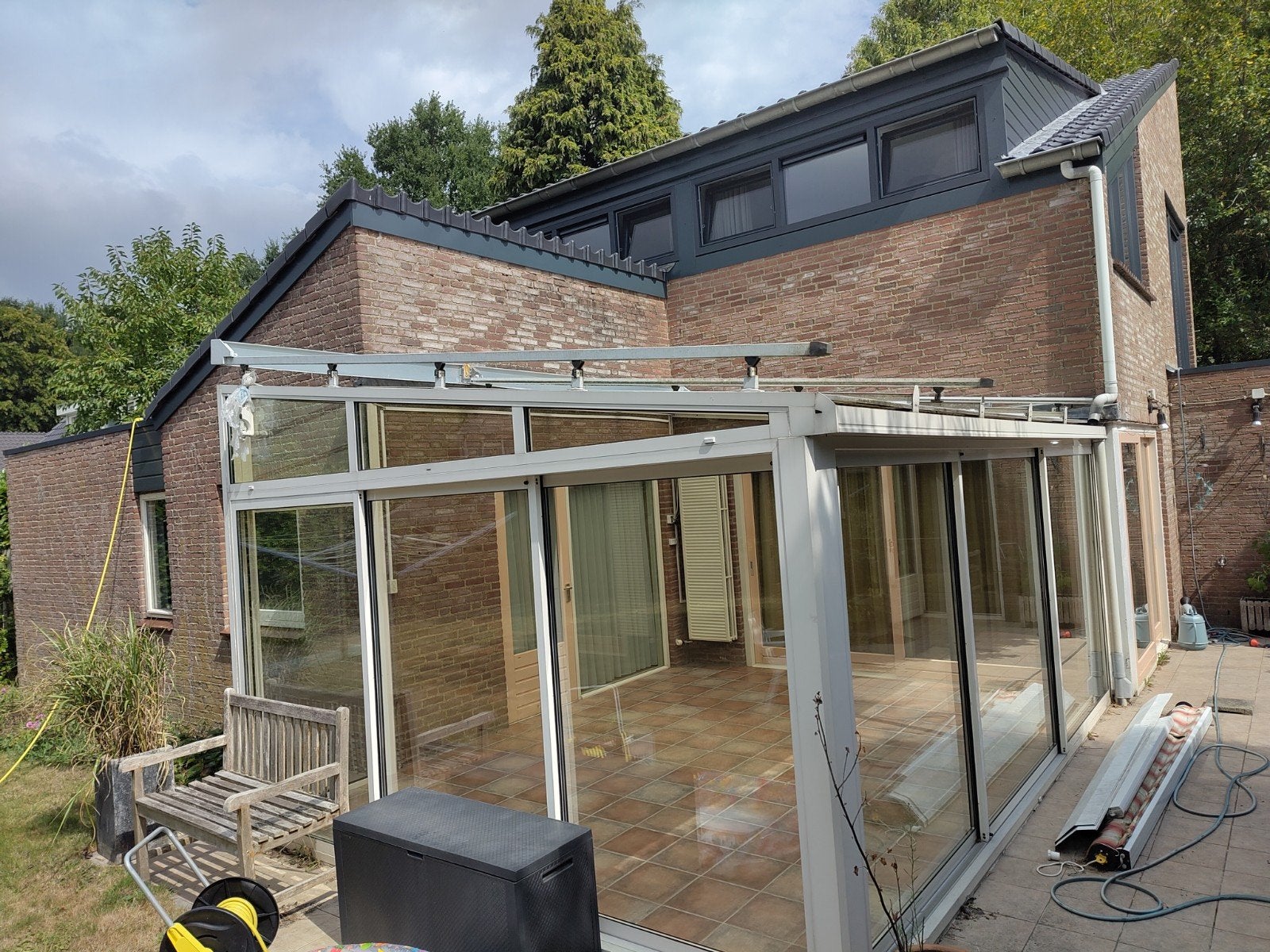 Serre / tuinkamer met zonweringframe (doek versleten), Ophalen, Gebruikt, Serre