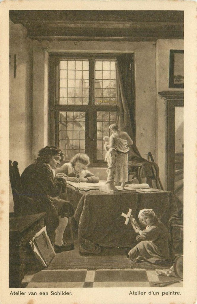701-352-031 Atelier van een Schilder, Verzamelen, Ansichtkaarten | Themakaarten, Verzenden, Voor 1920, Overige thema's