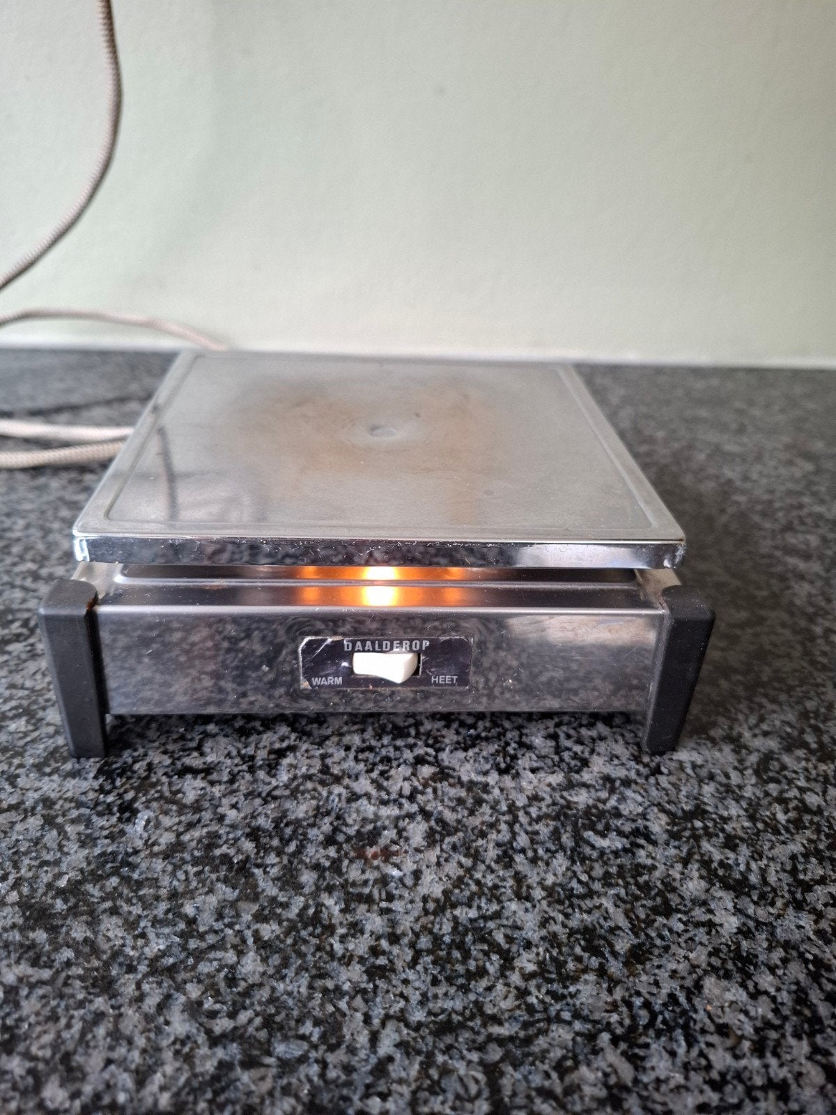 Vintage elektrisch warmhoud-/sudderplaatje Daalderop chroom, Overige typen, Ophalen, Gebruikt, Metaal