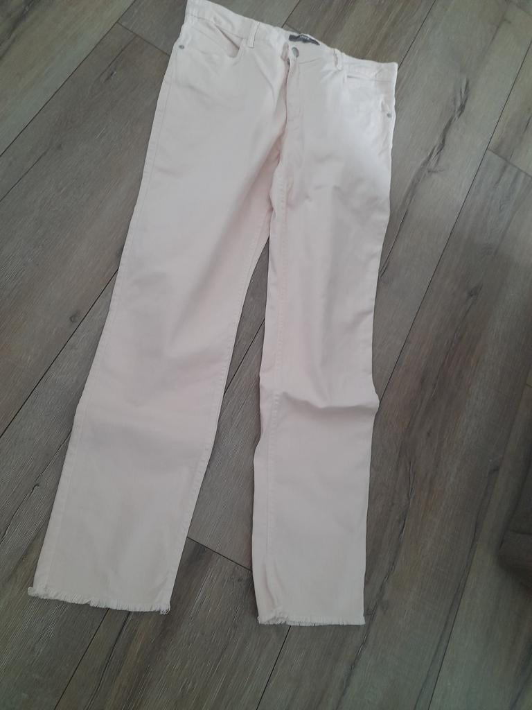 2x Skinny broeken maat 44: roze (Sanne) & gebloemd (Angels⁸), Kleding | Dames, Maat 42/44 (L), Ophalen of Verzenden, Zo goed als nieuw