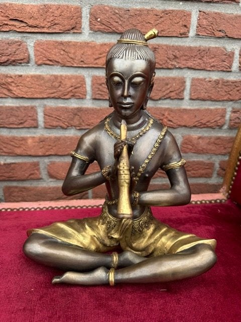 fraai bronzen beeld van Krishna, Antiek en Kunst, Ophalen of Verzenden, 29 cm, Meerkleurig, India