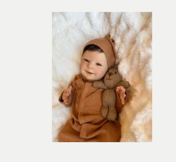 Realistische baby pop levensecht Sebastian bruin (49cm), Ophalen of Verzenden, Nieuw, Pop