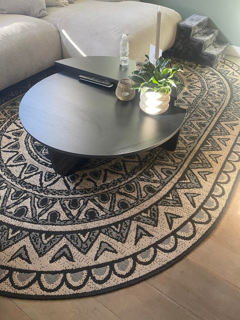 Ovaal vloerkleed jutte zwart/beige 200x295 cm, Zwart, Ophalen of Verzenden, Zo goed als nieuw, 200 cm of meer
