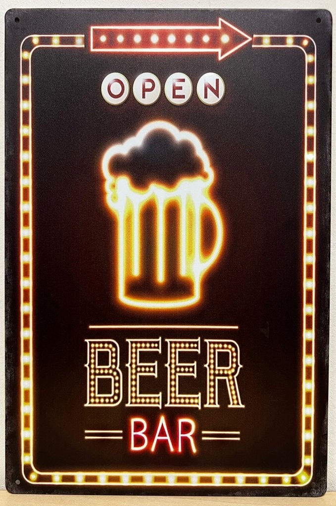 Beer bar neon look reclamebord van metaal wandbord deco, Info@deconoord.nl, Deco Noord, Nieuw, Ophalen of Verzenden
