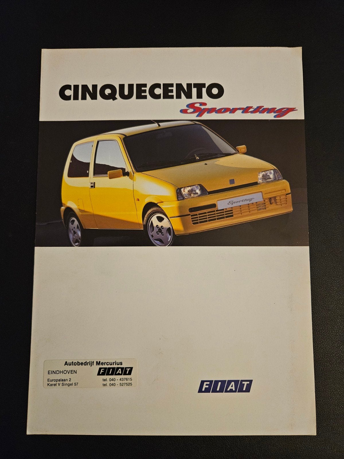 Brochure Fiat Cinquecento Sporting 1995, Ophalen of Verzenden, Zo goed als nieuw, Overige merken