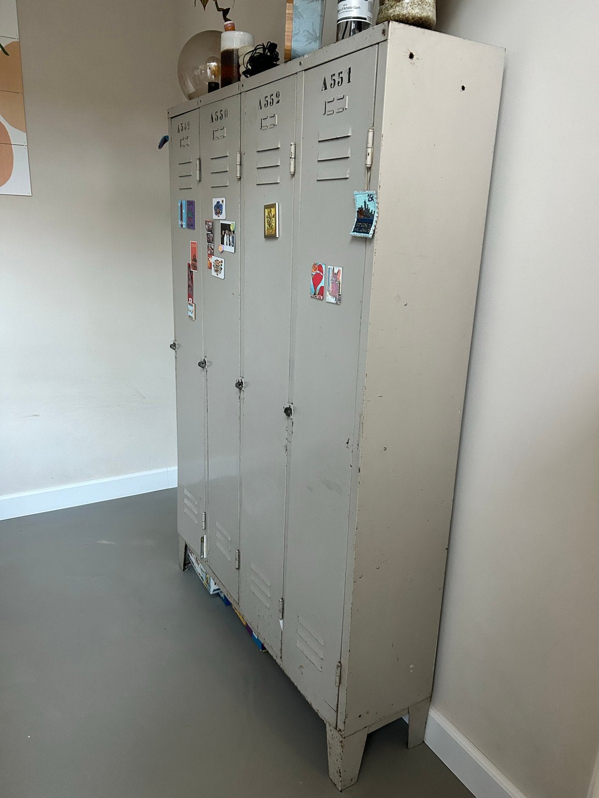 Vintage metalen lockerkast - Industriële stijl, Huis en Inrichting, Kasten | Lockerkasten, Ophalen, Gebruikt