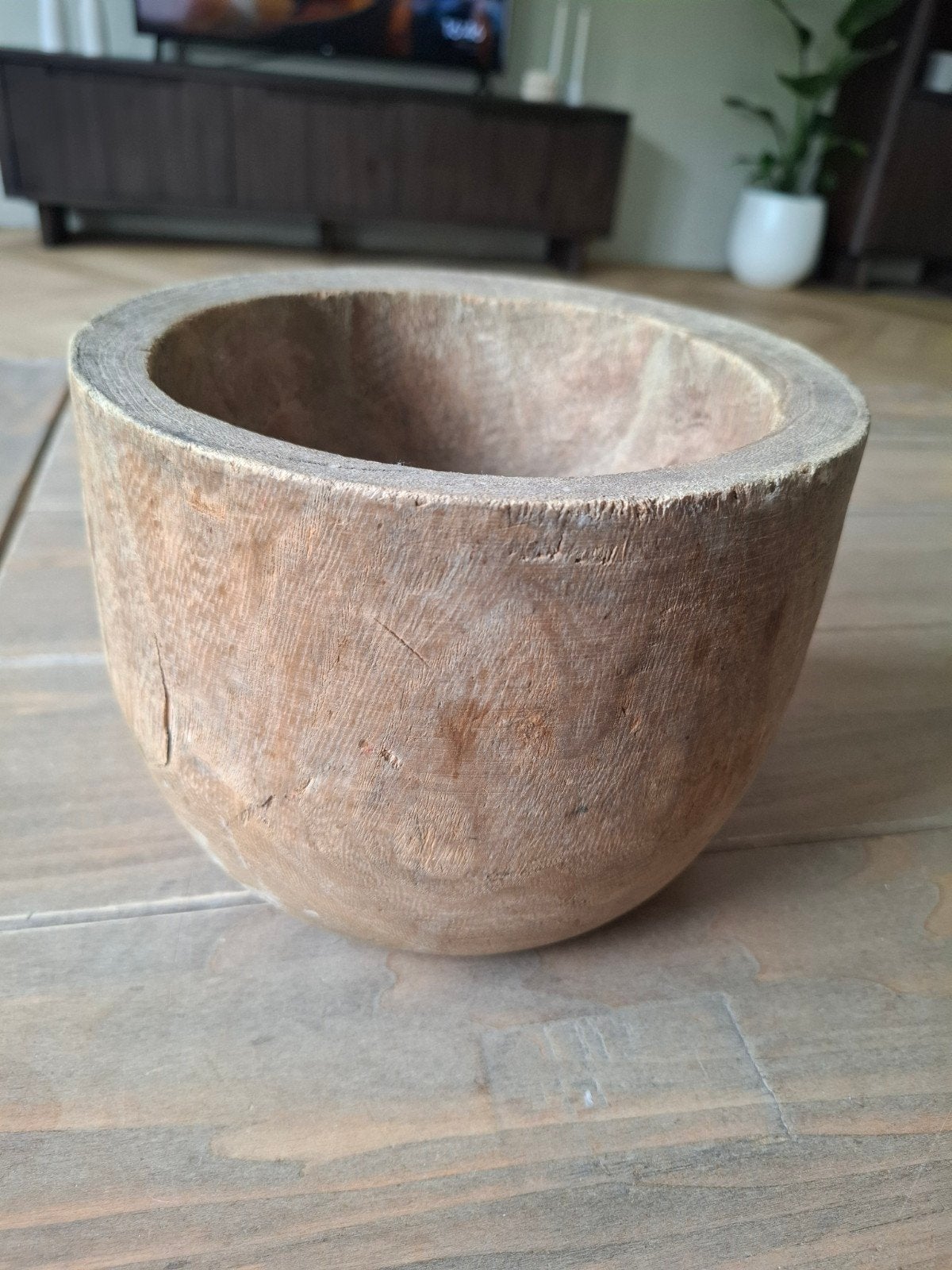 Decoratieve houten bak/schaal, Ophalen, Rond, Hout