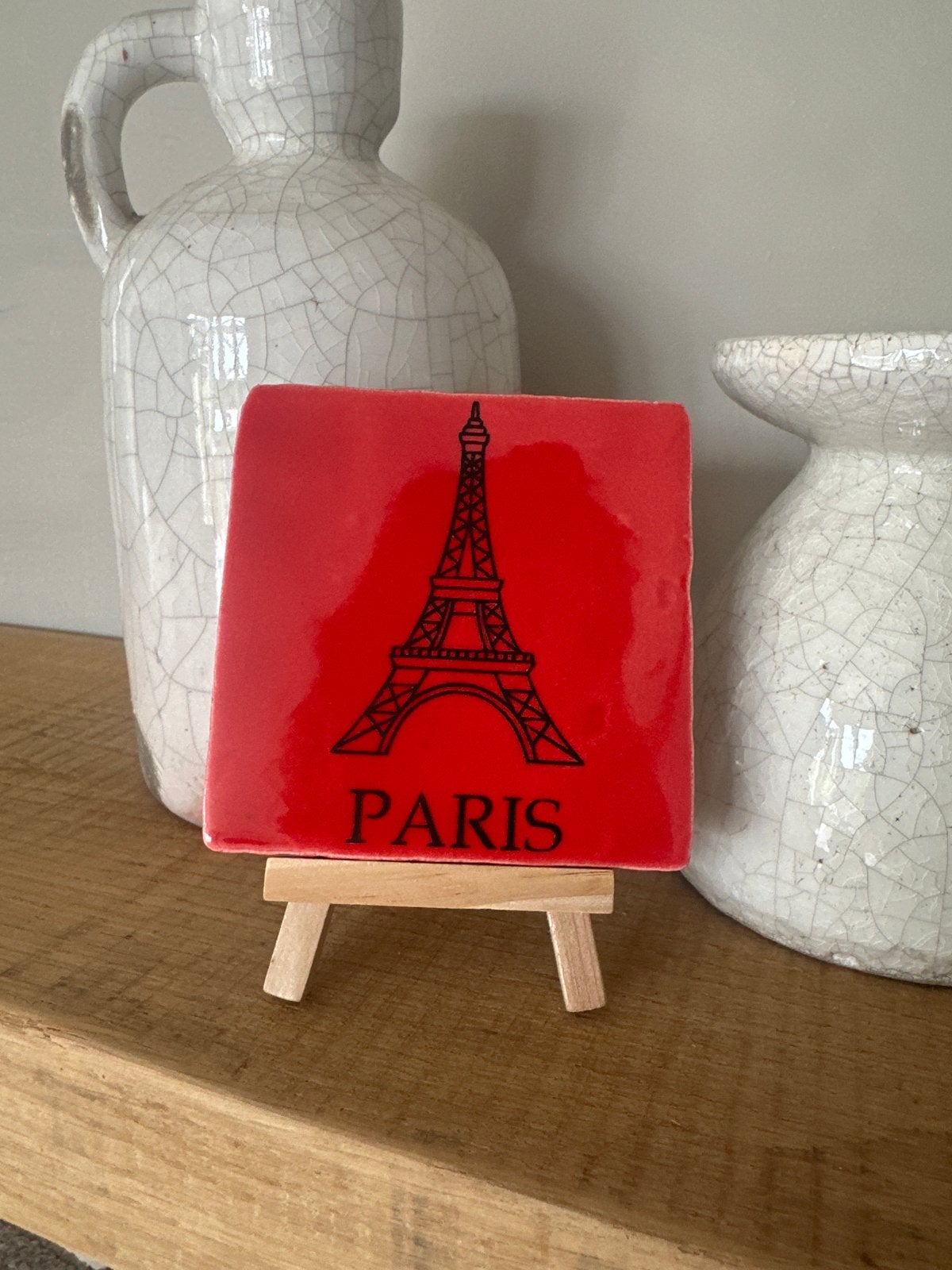 Decoratief tegel met Eiffeltoren - Parijs, Overige stijlen, Ophalen of Verzenden, Zo goed als nieuw, Rood