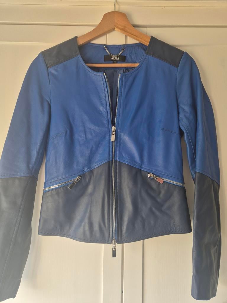 Arma leren jasje maat 34, Blauw, Arma, Ophalen of Verzenden, Zo goed als nieuw