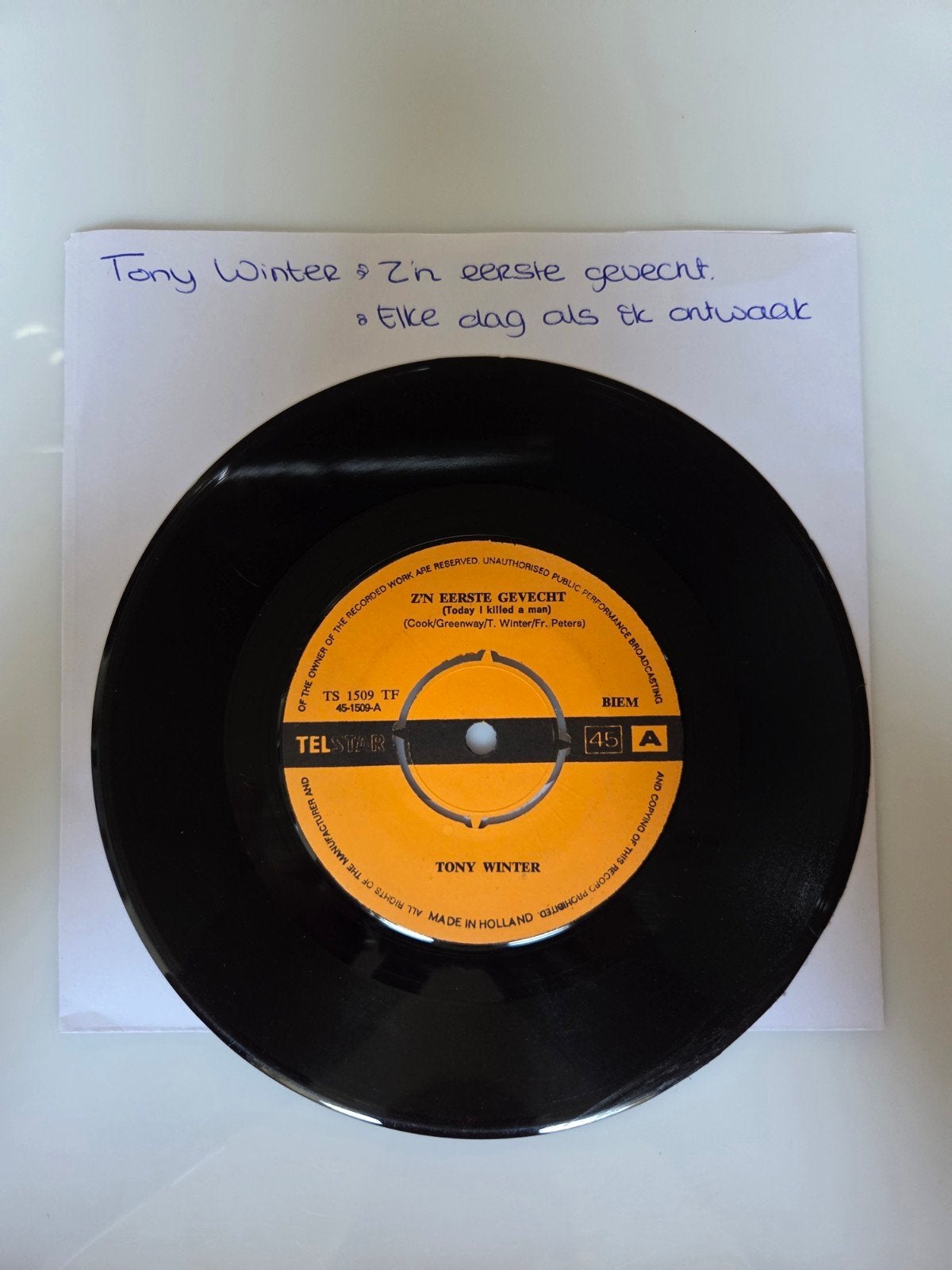 Tony Winter - Z'n eerste gevecht, Ophalen of Verzenden, Gebruikt, 7 inch, Nederlandstalig