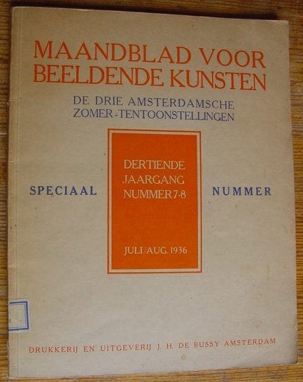 Maandblad Beeldende Kunsten -1936 Zomer-tentoonstellingen, Ophalen of Verzenden, Gelezen, Schilder- en Tekenkunst