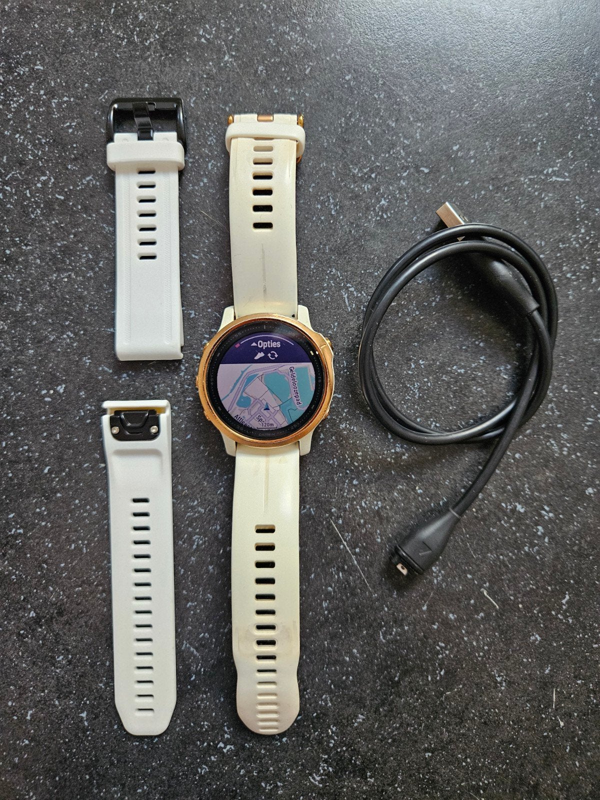 Garmin Fenix 6S Pro GPS Smartwatch - Rose Goud/Wit, Ophalen, Gebruikt, Wit, Garmin