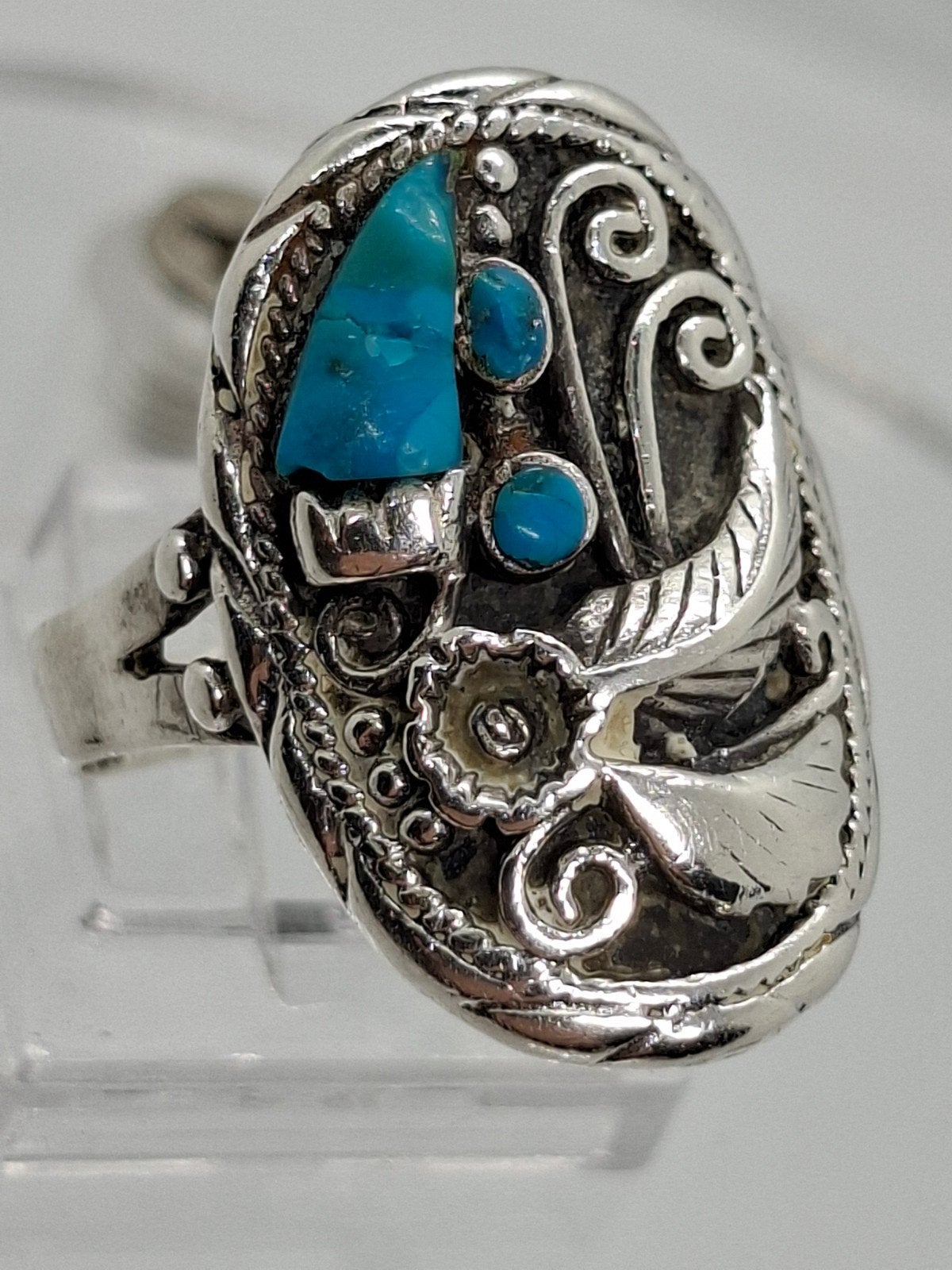 Navajo Native American Turkoois Zilveren Ring Maat 58, 18 tot 19, Ophalen of Verzenden, Dame of Heer, Met edelsteen