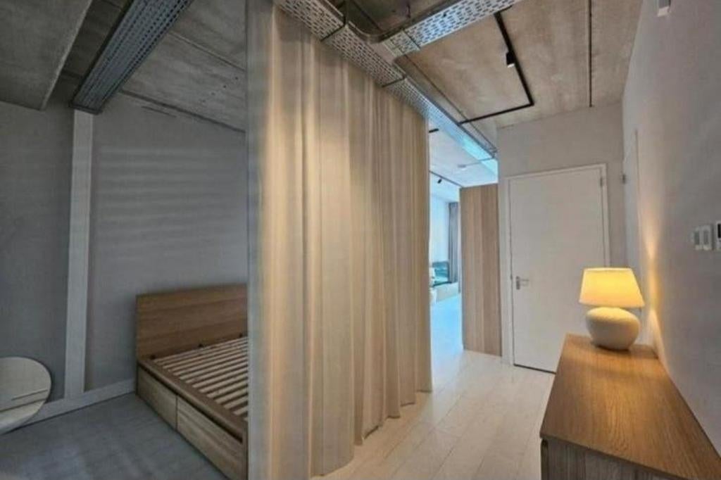 Gordijnen Scheidingswand Slaapkamer Bed LOFT industrieel, Ophalen, Zo goed als nieuw, 200 cm of meer, 200 cm of meer