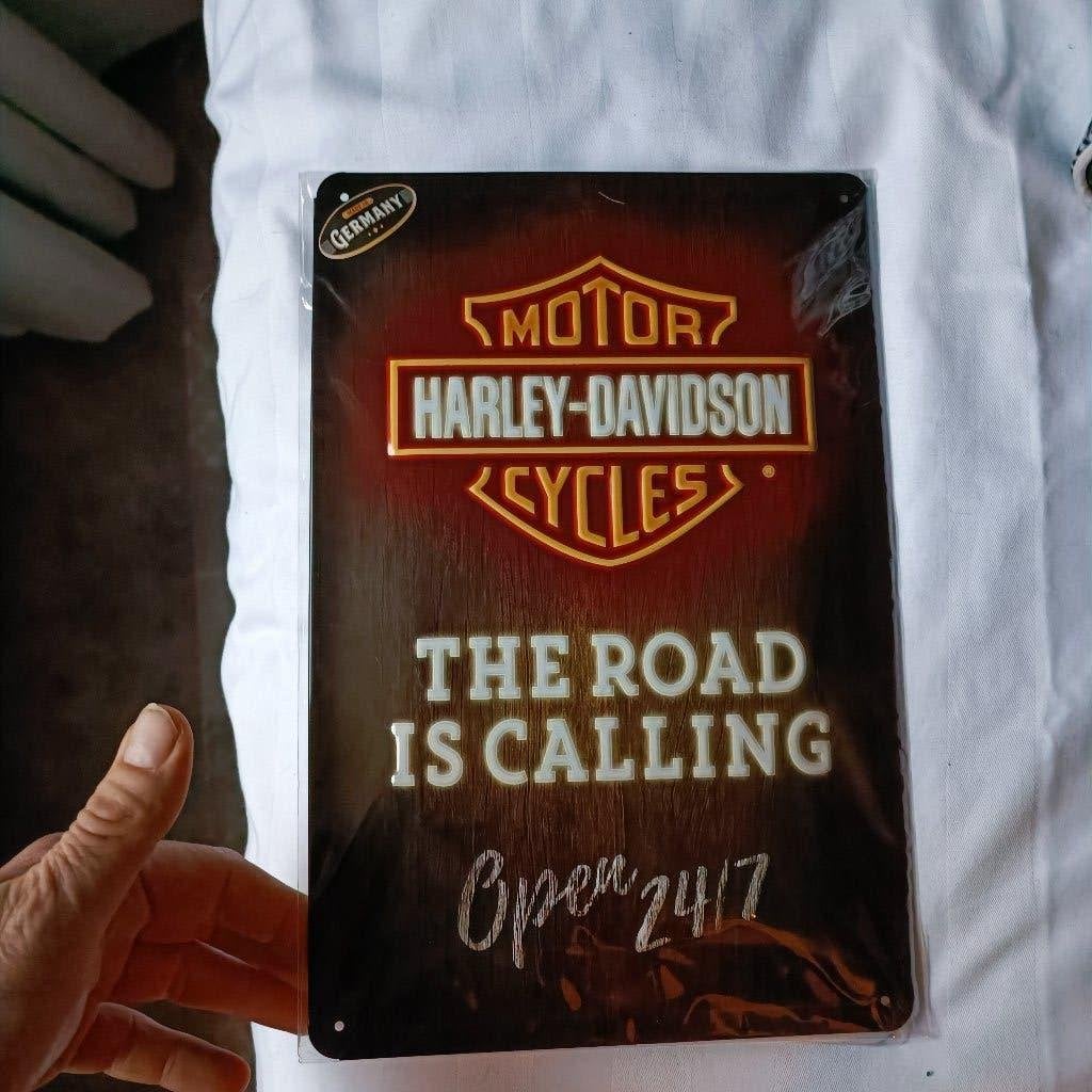 metaal nostalgic art reclame harley davidson the road is, Ophalen of Verzenden, Nieuw