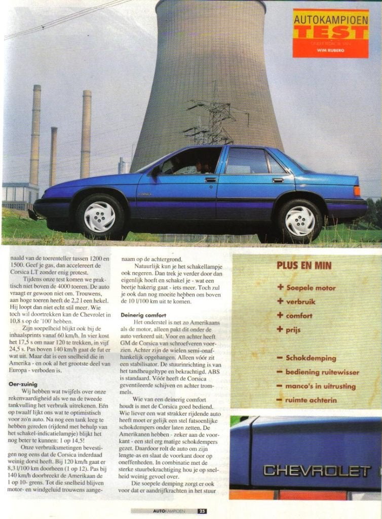 Autokampioen test Chevrolet Corsica 1992, Ophalen of Verzenden, Gelezen, Chevrolet