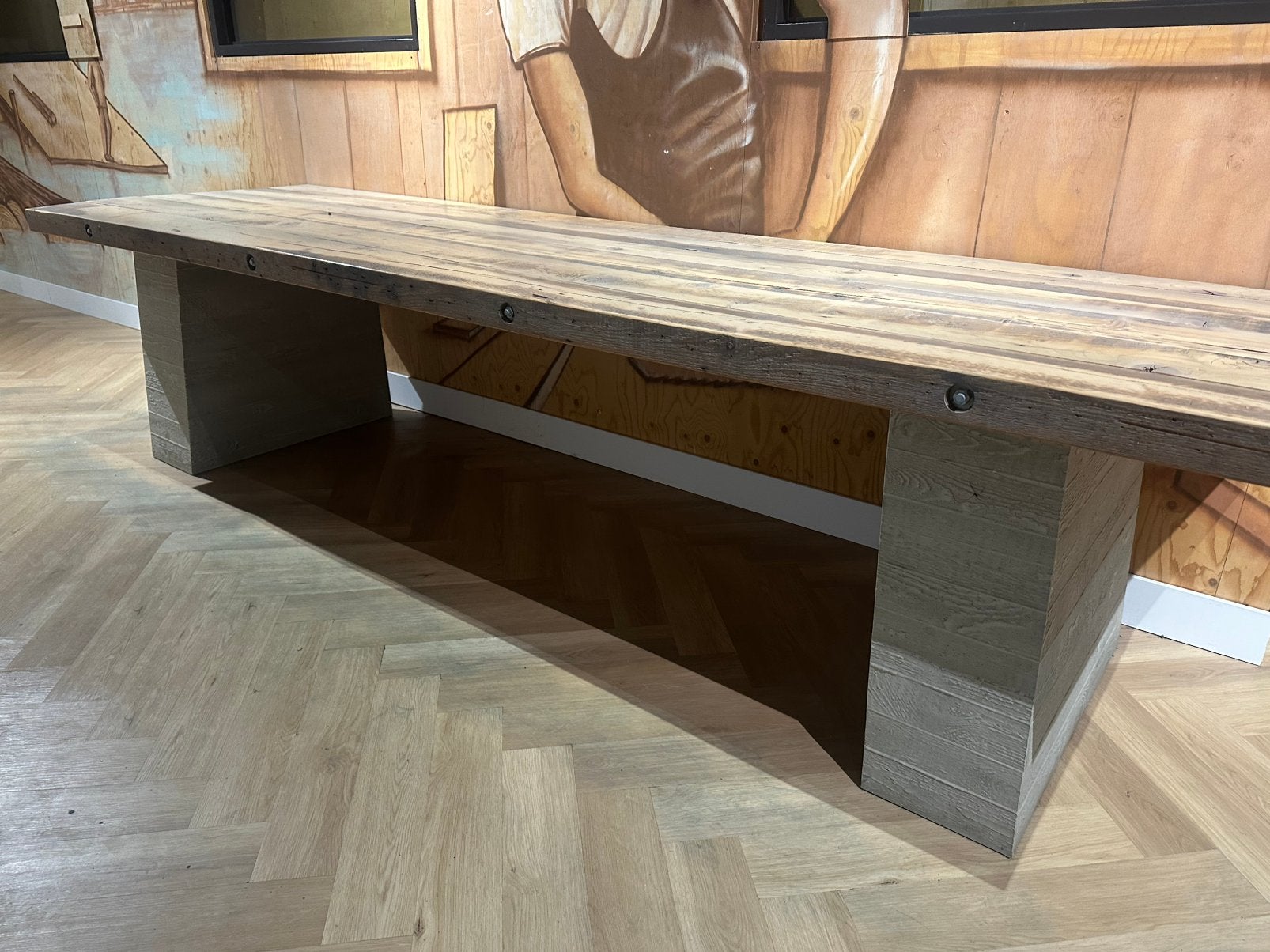 Tafel 3,2m lang x 95cm breed met 6 stoelen, Ophalen, 200 cm of meer, 50 tot 100 cm, Zo goed als nieuw