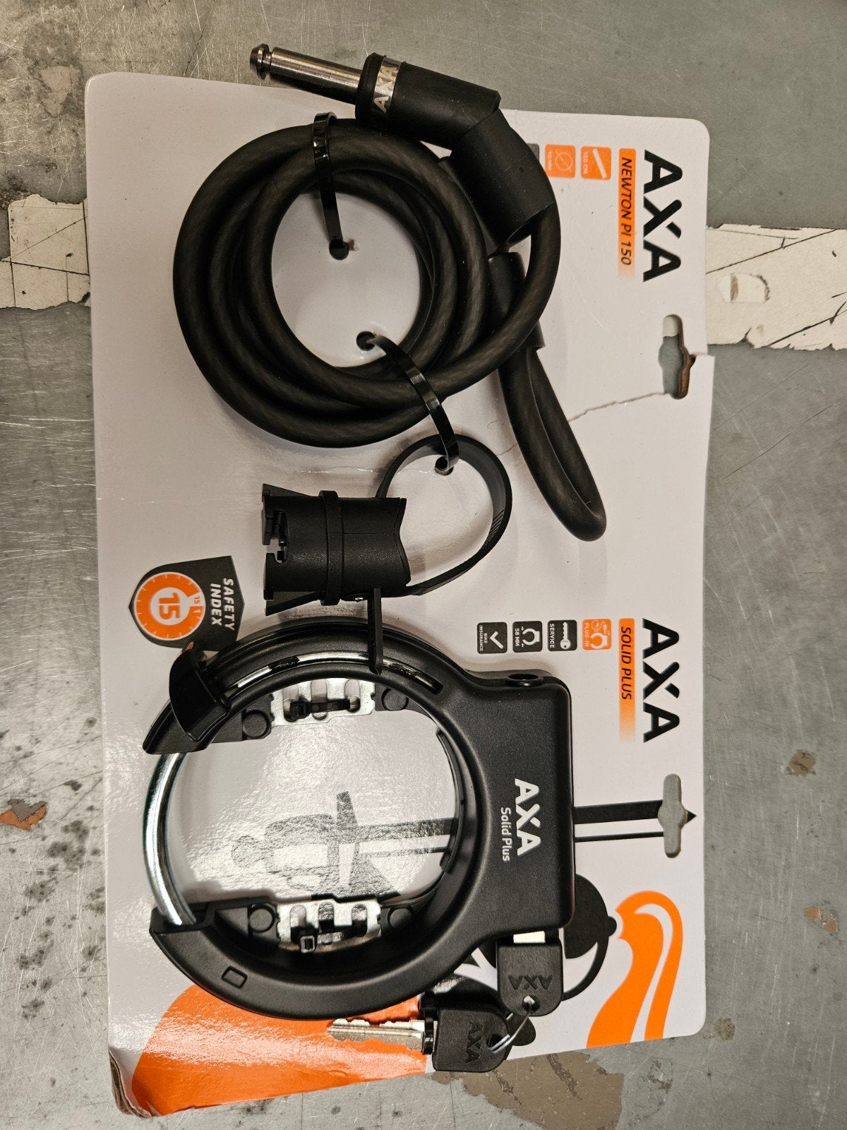 AXA Solid Plus Ringslot met insteekketting Newton PI 150, Fietsen en Brommers, Ophalen, Nieuw, Ringslot