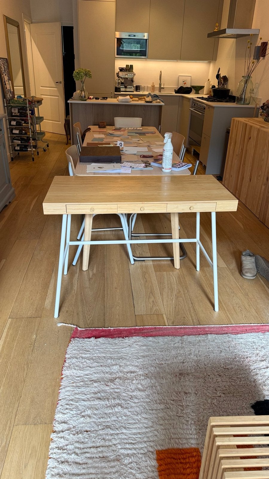 IKEA LILLÅSEN Bureau Bamboe 102x49 cm, Ophalen of Verzenden, Zo goed als nieuw, IKEA, Computerbureau