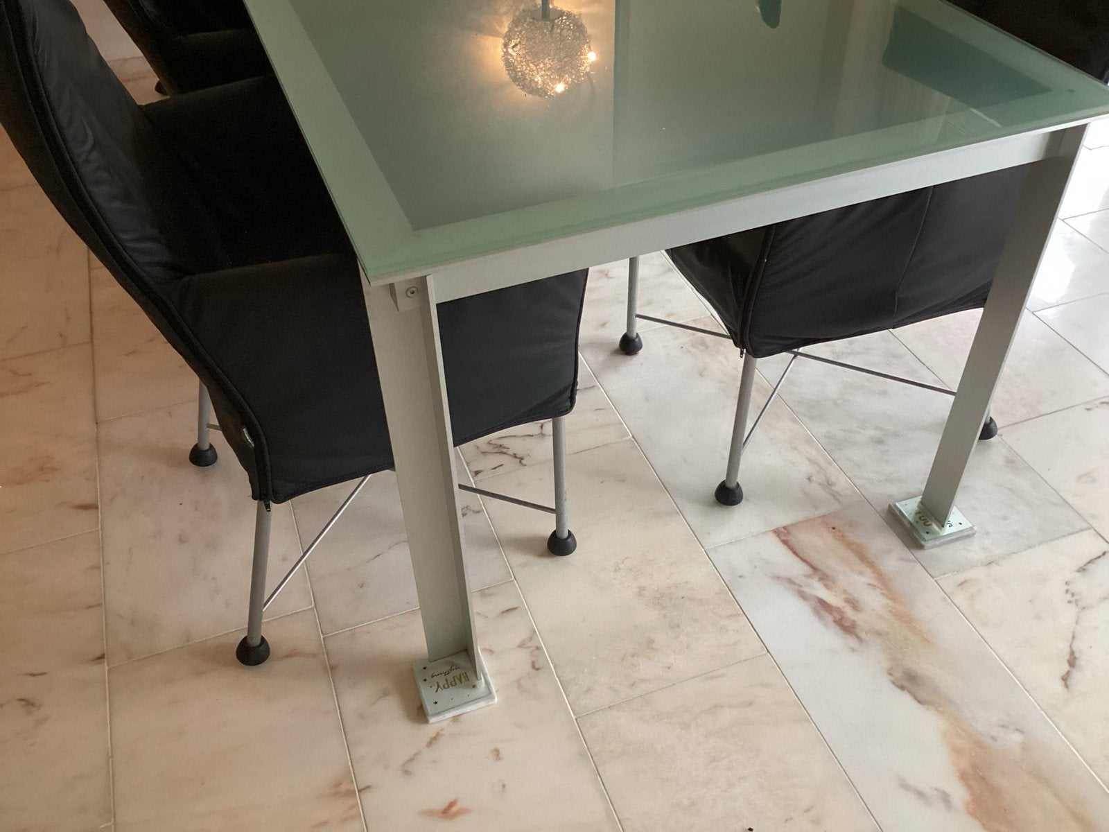 Design eettafel B&B Italia met glazen blad, Huis en Inrichting, Tafels | Eettafels, Ophalen, Gebruikt, 50 tot 100 cm, Glas