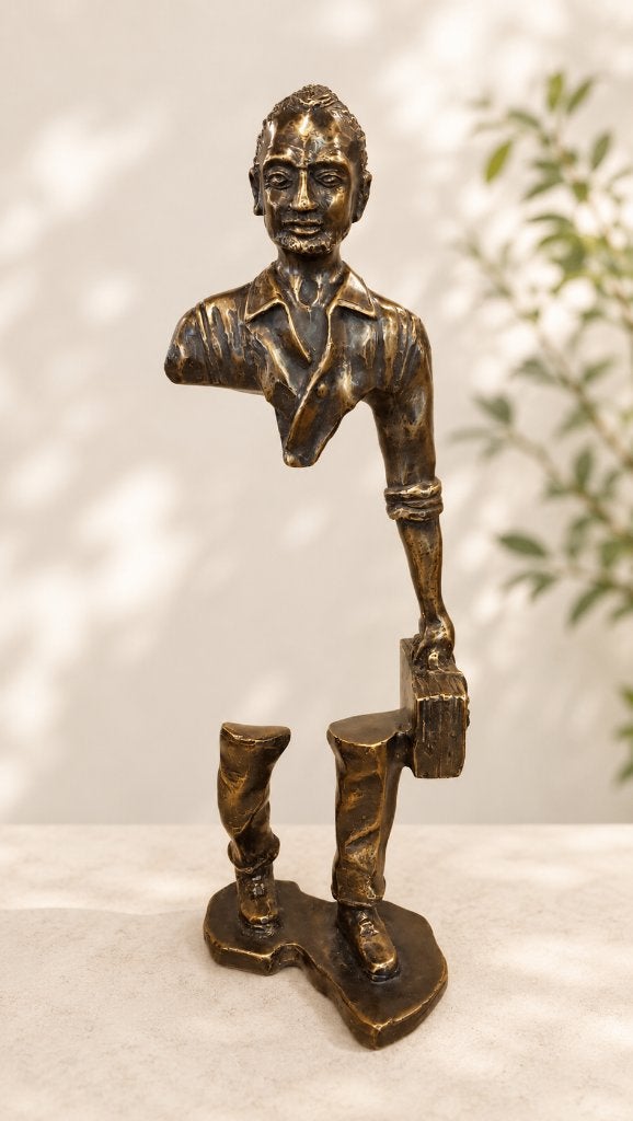 Abstract bronzen beeld – De Onvoltooide Mens