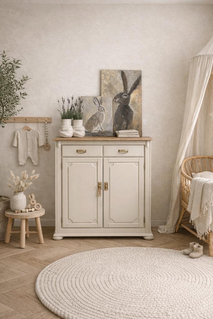 Meidenkast linnenkast biedermeier taupe commode vintage, Ophalen, Jongetje of Meisje, Zo goed als nieuw, Nvt