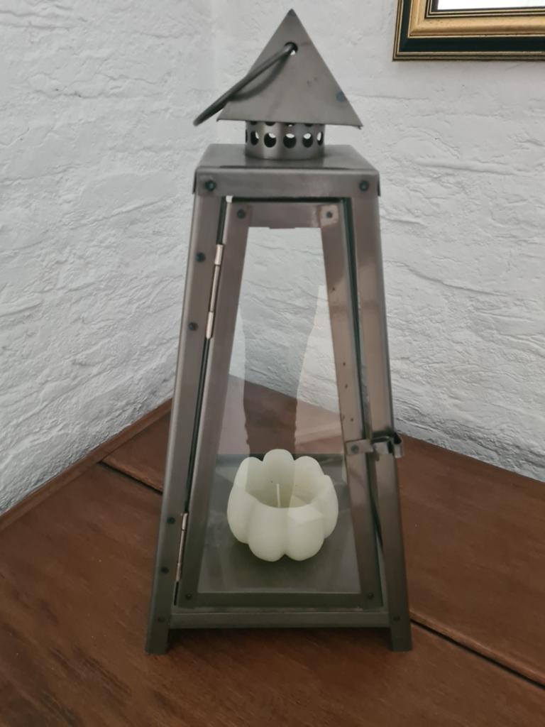 Zilveren tuin lantaarn/windlicht van ijzer, Ophalen, Metaal