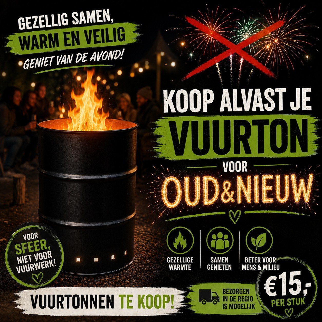Koop alvast voor oud&nieuw - Vuurtonnen te koop, Tuin en Terras, Ophalen, Nieuw, Vuurton