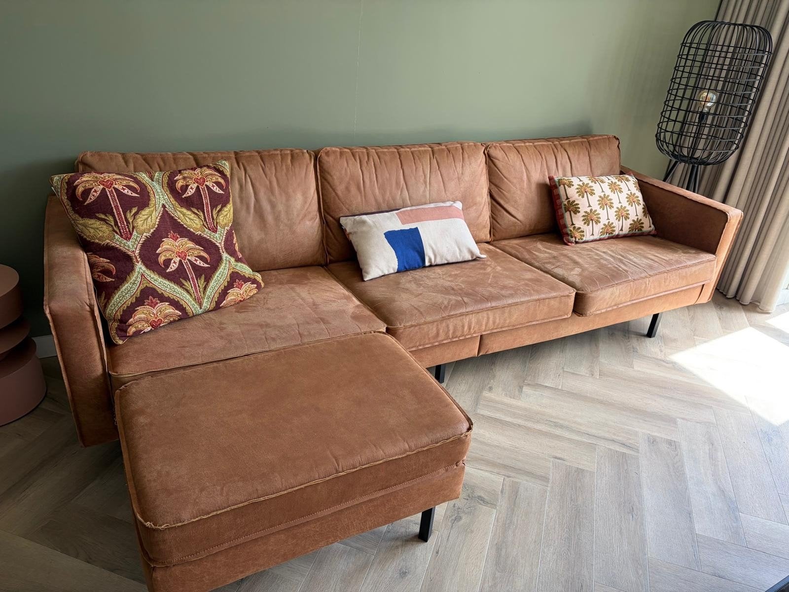 WOOOD be pure home 3-zits bank met hocker, Ophalen, Gebruikt, Driepersoons, Rechte bank