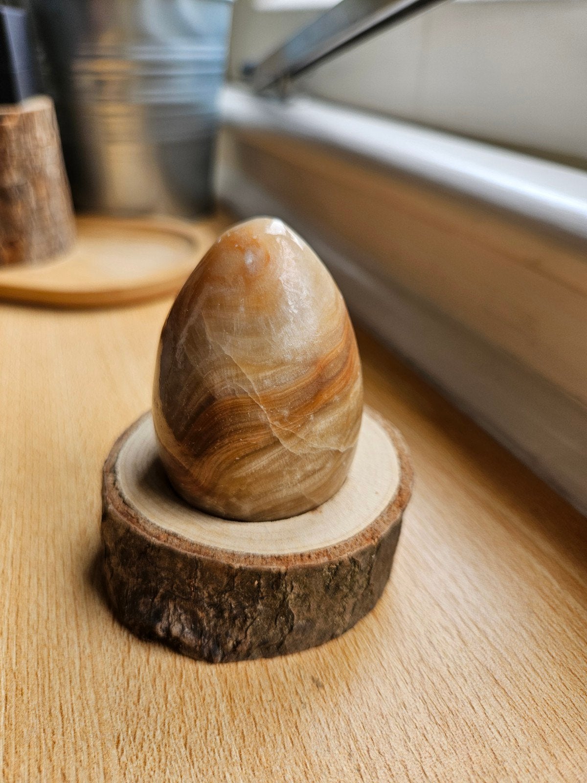 Aragoniet ei - Natuurlijke decoratie, Ophalen of Verzenden, Mineraal