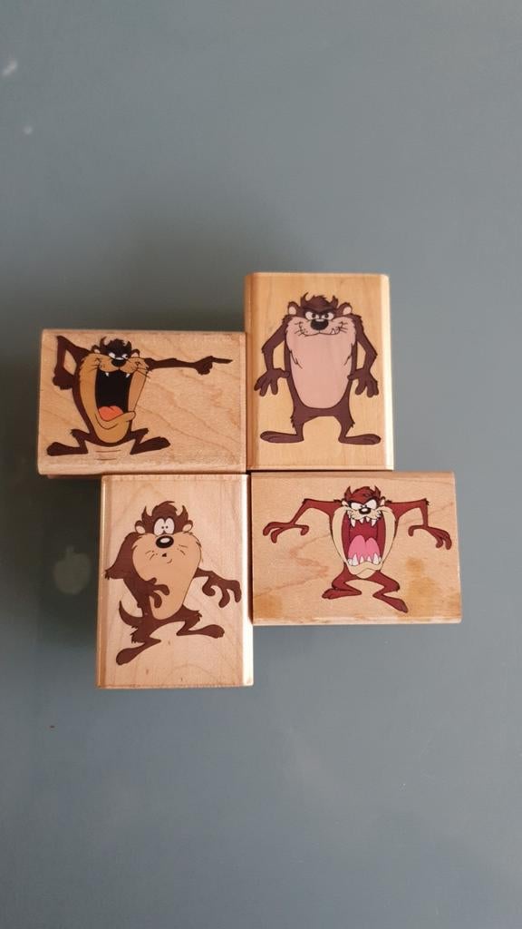 4 Nieuwe Houten Stempels van Taz (Looney Tunes), Ophalen of Verzenden, Nieuw, Houten stempel